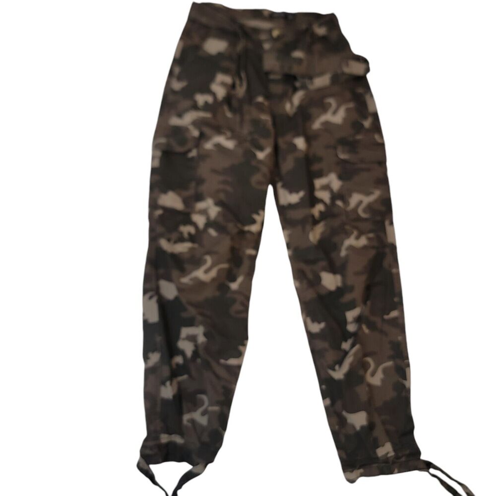 Nasty Girl Collection Pants Womans 4 Green Camo Cargo Pockets Ties Army  Punk